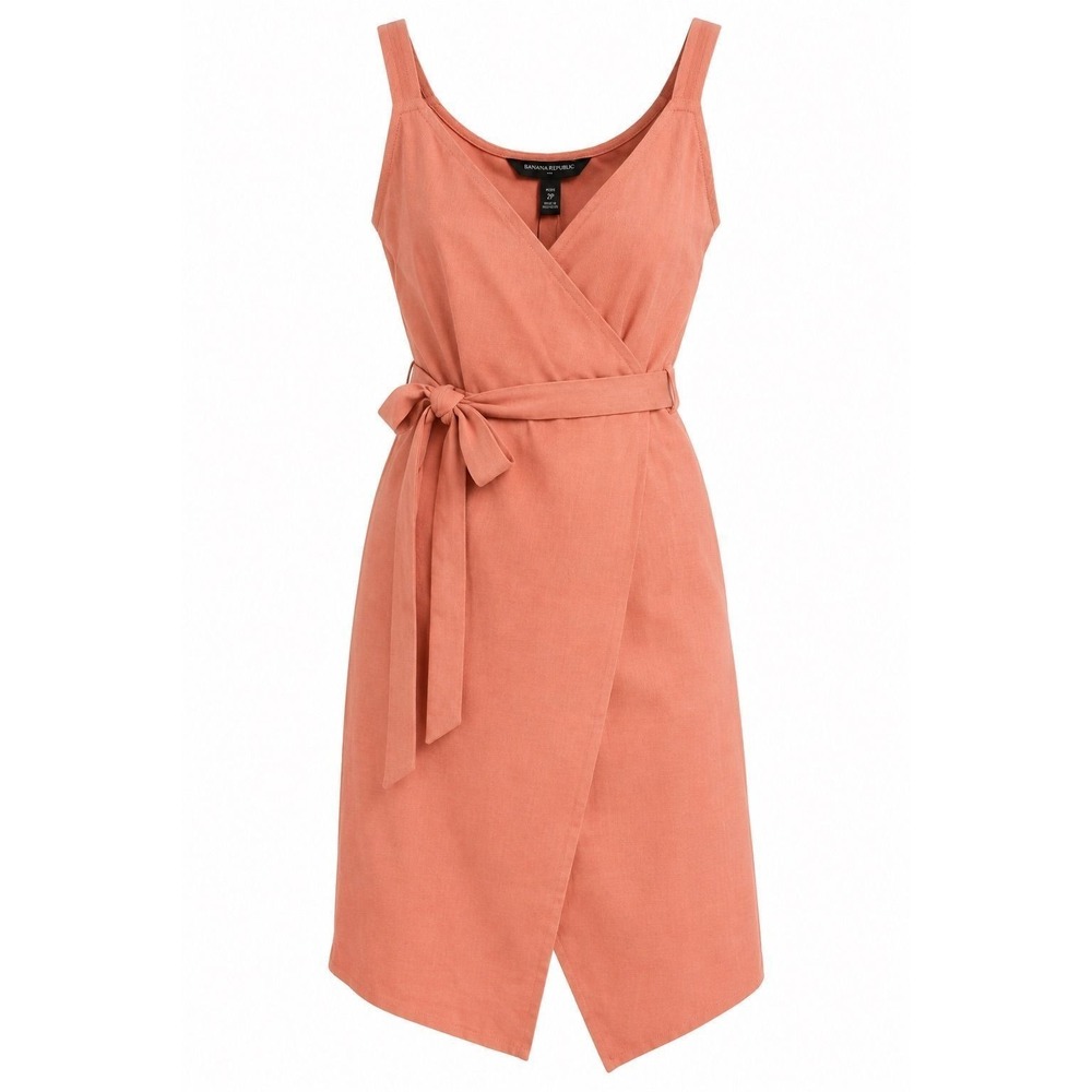 Banana Republic Dress 2P Petite NWT Coral Wrap Tie Waist Sleeveless 470504-00-1